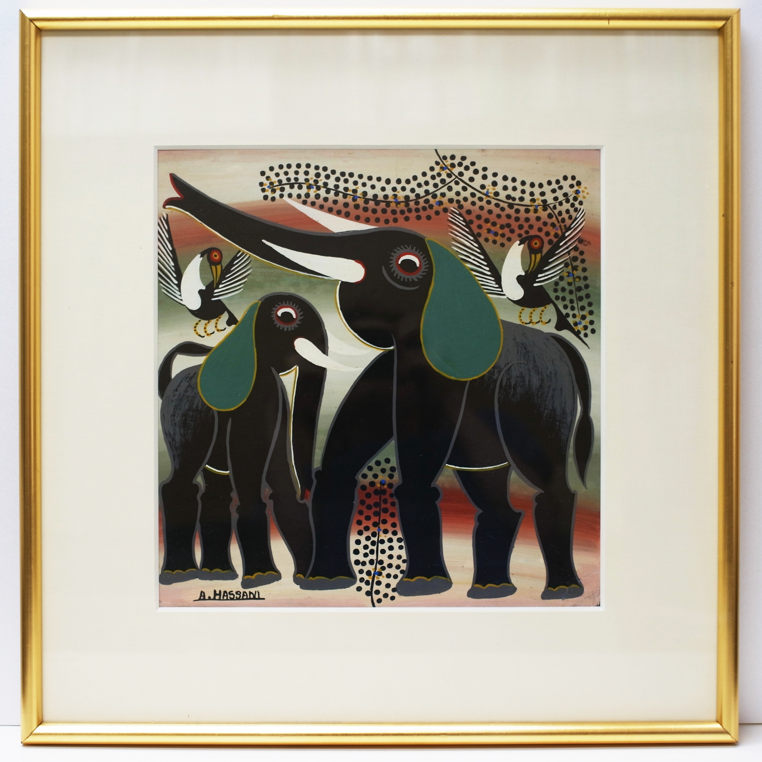A. HASSANI KAMALE - Elephant Brothers (300~300 Framed)